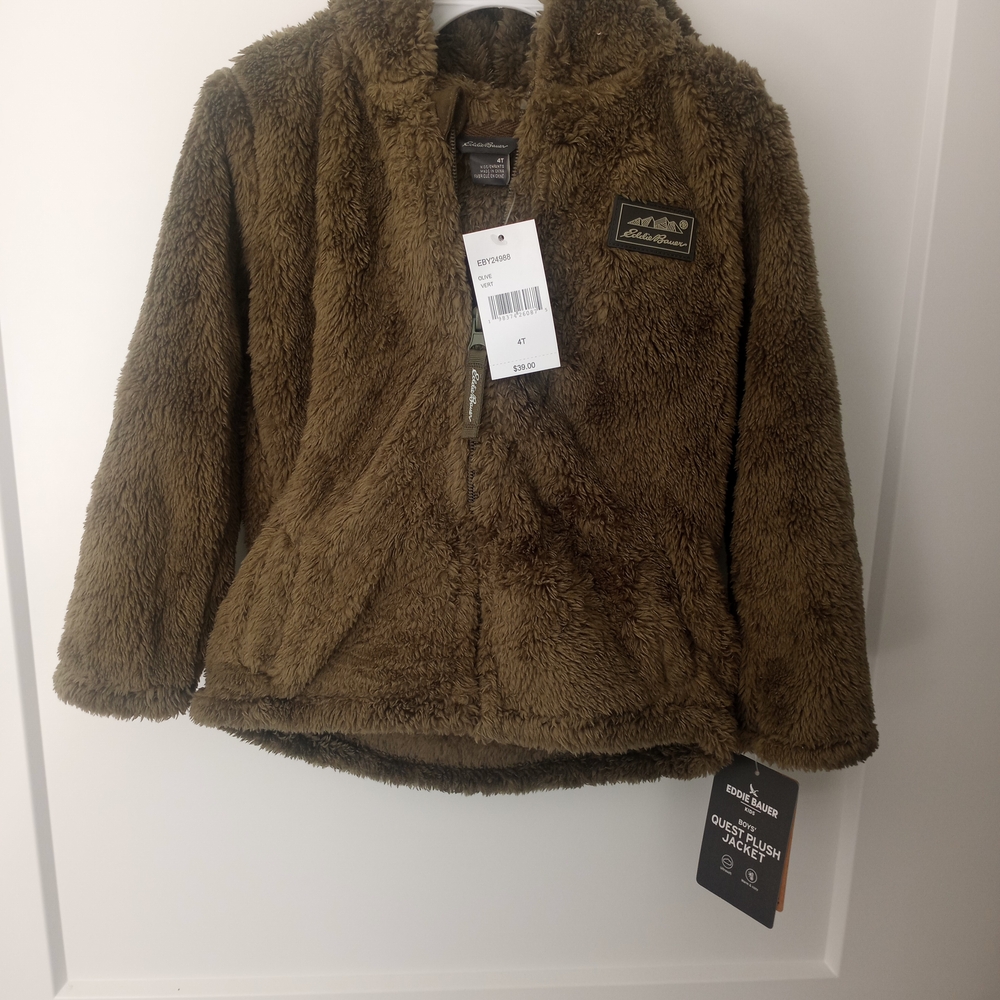 Eddie Bauer Kids Brown Fleece Puffer Jacket OLIVE VERT
